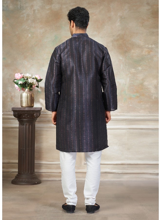 OUTLUK Black Premium Silk Kurta for Men - Image 2